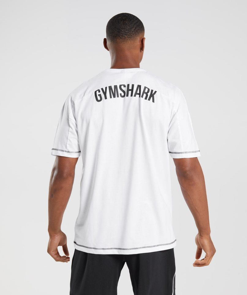 Men's Gymshark Recess T-Shirts White | NZ 1IUNFC